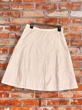 Y2K 100% Cotton White Embroidered Sequins A-Line Skirt